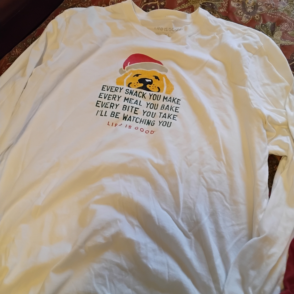 Life Is Good Holiday .. christmas..Dog T-Shirt - White, Red, Yellow - Picture 3 of 5
